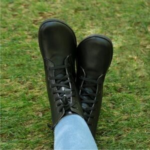 Aintap Barefoot Black Long Side Zipper Earthing Zero Drop Boots Size 41 Natural